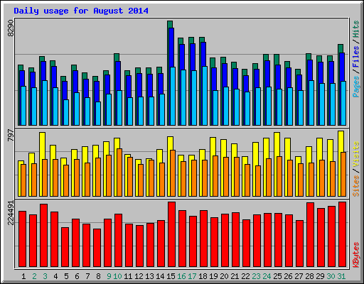 Daily usage for August 2014