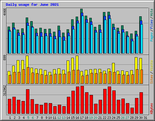 Daily usage for June 2021