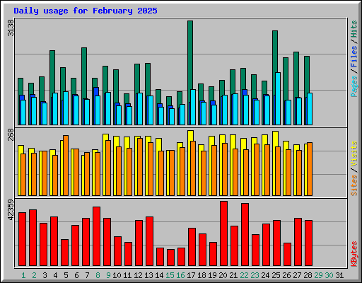 Daily usage for February 2025